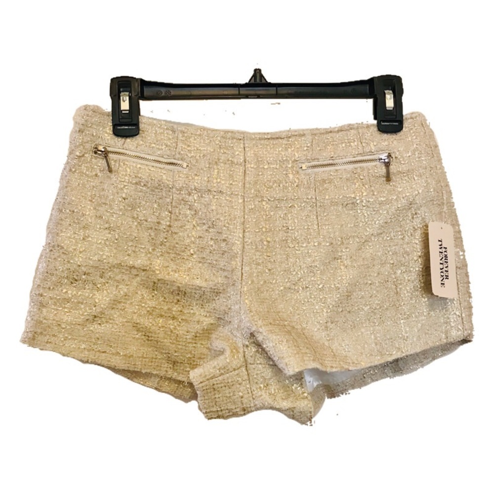 Forever 21 Cream / Gold Tweed Dress Shorts
